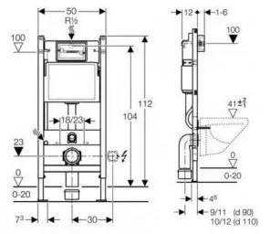 Akasztókészlet GEBERIT Duofix Basic + WC LENA Perem nélküli 48 x 36 cm + lassan eső deszka Slim, fehér, 3322XX00 + 39010100