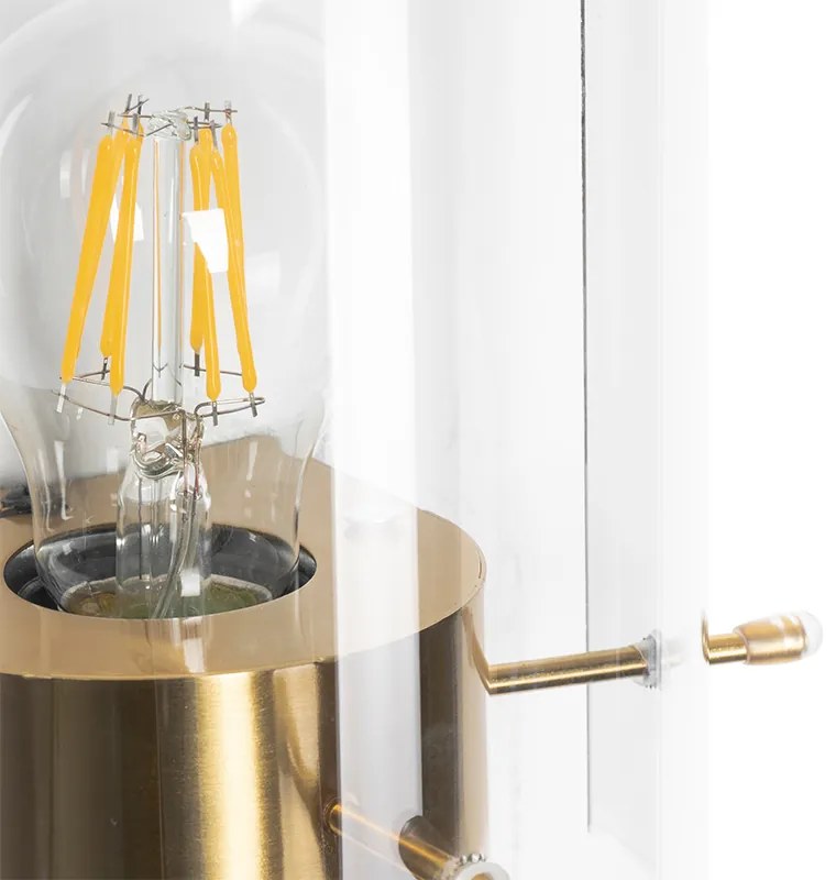 Vintage fali lámpa sárgarézzel és füstüveggel - Vidra