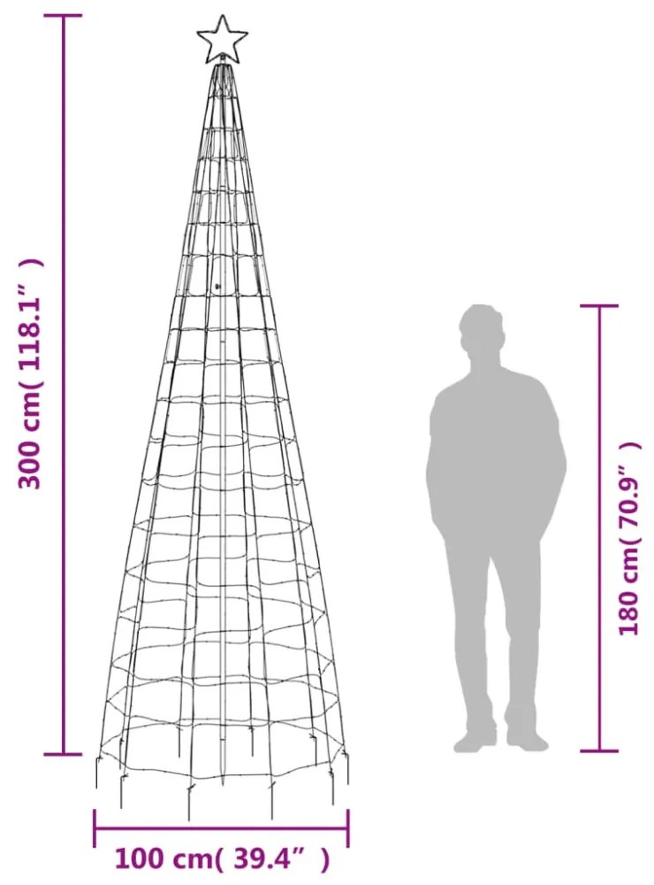 meleg fehér LED karácsonyfa tüskékkel 570 LED 300 cm