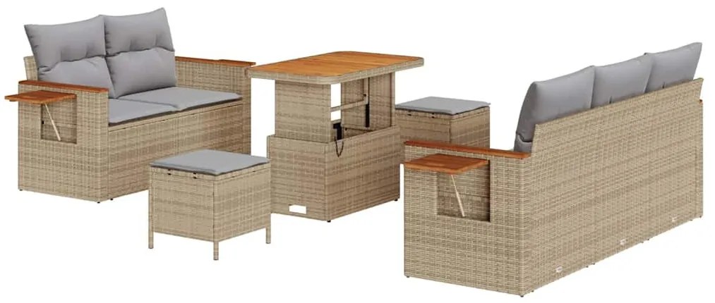 Kerti Kanapé Szett 8 pcs bézs és világosszürke 90 x 55 x 71 cm