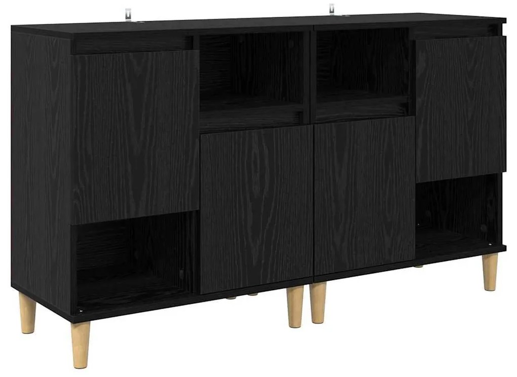 Oldalszekrények 2 pcs Fekete tölgy 60 x 35 x 70 cm Faanyag