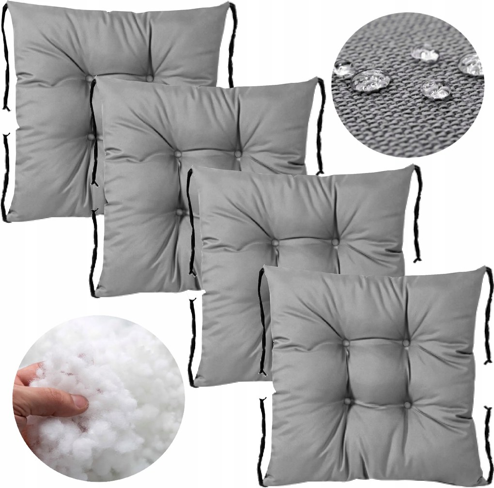 Kerti székpárna 4x 42x42cm Kötött Vízálló Steppelt Szett