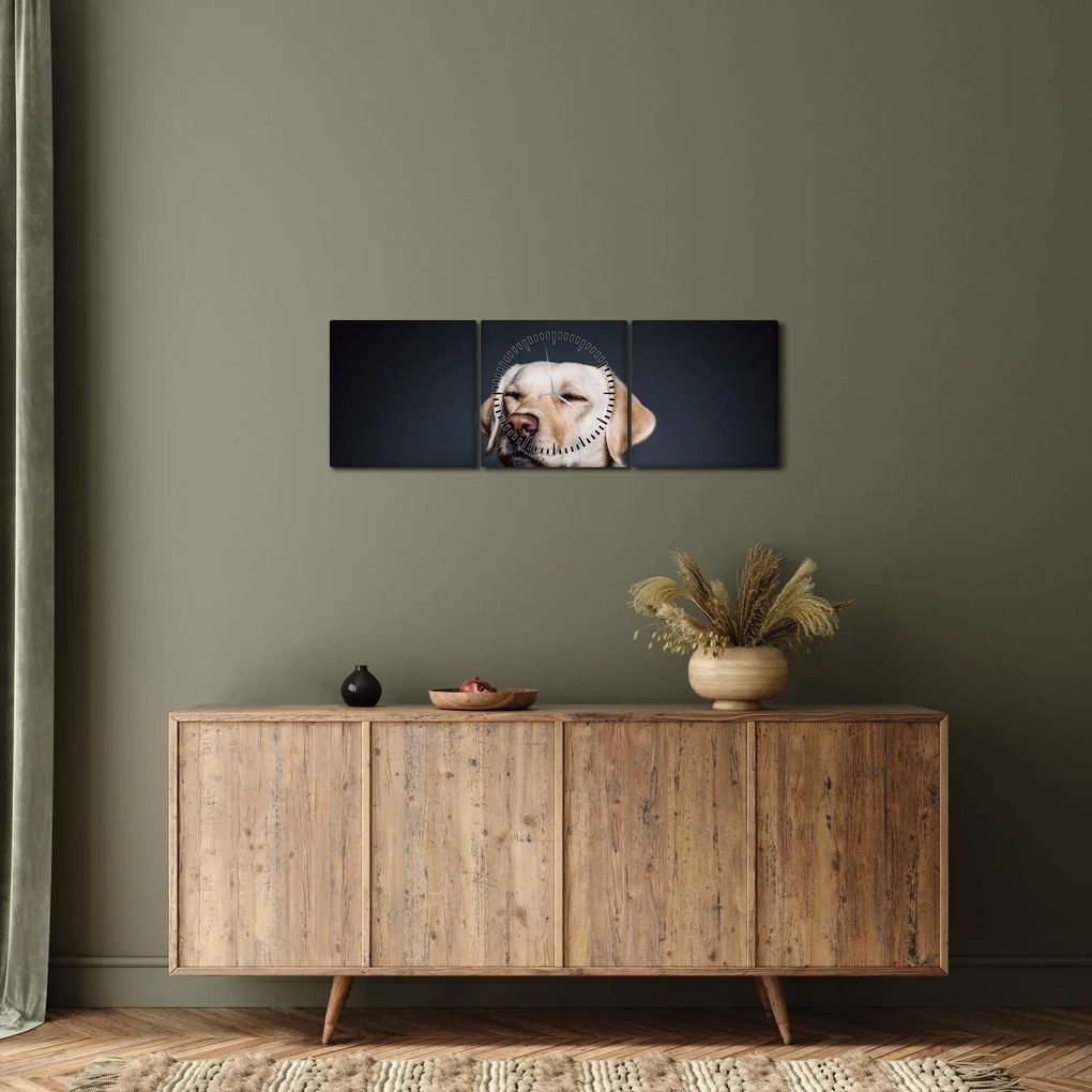 Labrador képe (órával) (90x30 cm)