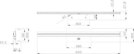 Globo 41499B Falikar fém szálcsiszolt alumínium és fekete színben, műanyag opál búrával. IP44, Schalter, SzxM:605x100, AL:58, tartozék: 1xLED 18W 230V, 3000K