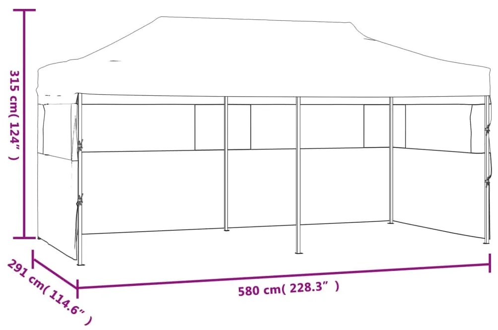 antracitszürke összecsukható rendezvénysátor oldalfalakkal 3x6m