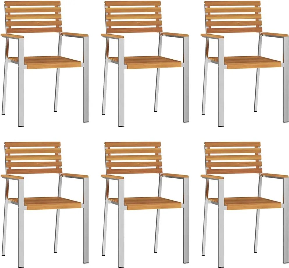 vidaXL Kerti Szék 6 pcs Olaj Természetes Tömör Akácfa