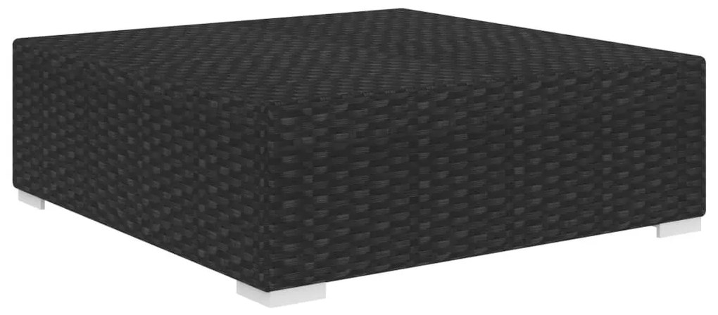 1 db fekete polyrattan moduláris lábtartó párnával