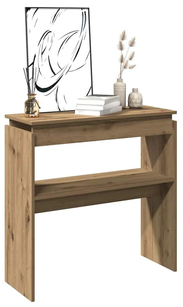 kézműves tölgy színű szerelt fa dohányzóasztal 102x30x80 cm