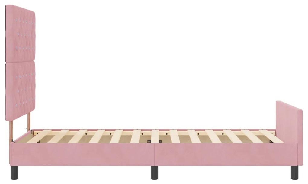 Rácsos Ágykeret Rózsaszín 100x200 cm Bársony
