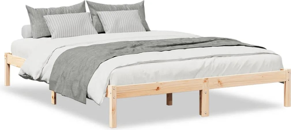 vidaXL tömör fenyőfa extra hosszú ágykeret matrac nélkül 160 x 210 cm