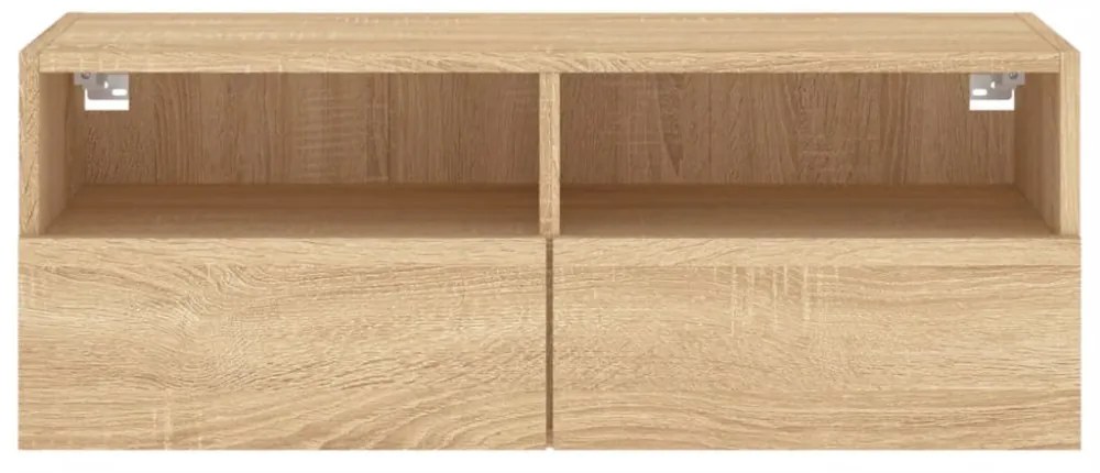 sonoma tölgy színű szerelt fa fali TV-szekrény 80 x 30 x 30 cm