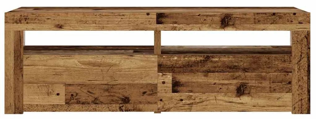 2 db antik fa színű éjjeliszekrény LED-del 60 x 35 x 40 cm