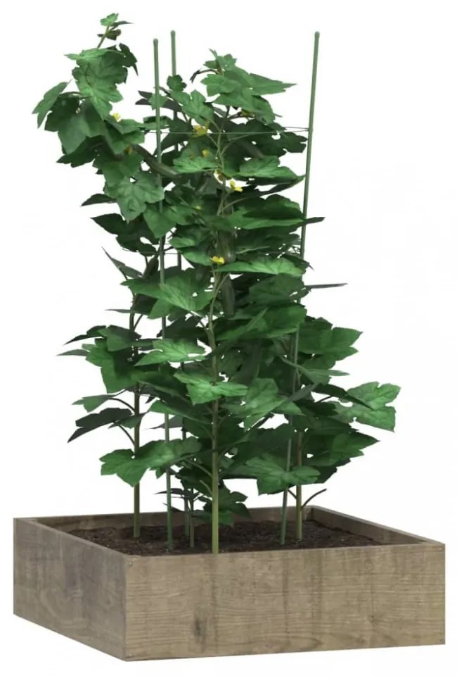 5 db zöld acél kerti növénytámasz 3 gyűrűvel 75 cm