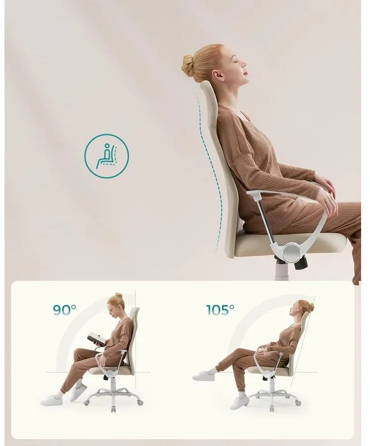 SONGMICS irodai szék, ergonomikus szék cappuccino bézs színben