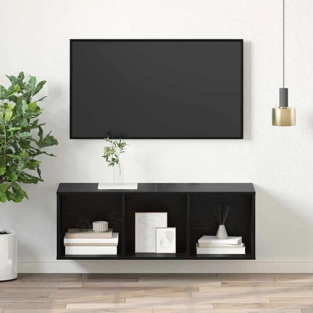Fali TV szekrény Musta tammi 37 x 37 x 107 cm Faanyag