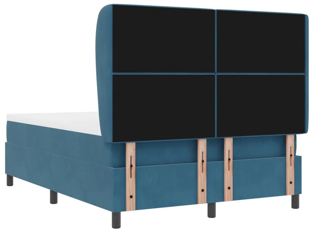 Boxspring Ágy Matrac E sötétkék 160x200 cm Bársony