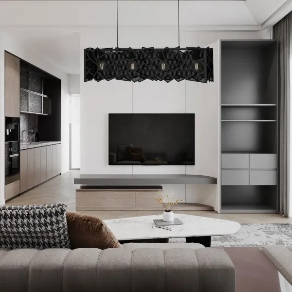 Csillár zsinóron CAMO 4xE27/15W/230V fekete