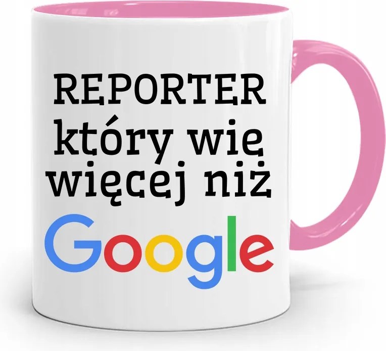 Rózsaszín Bögre Ajándék Riporter Újságírónak, fényképes nyomtatással