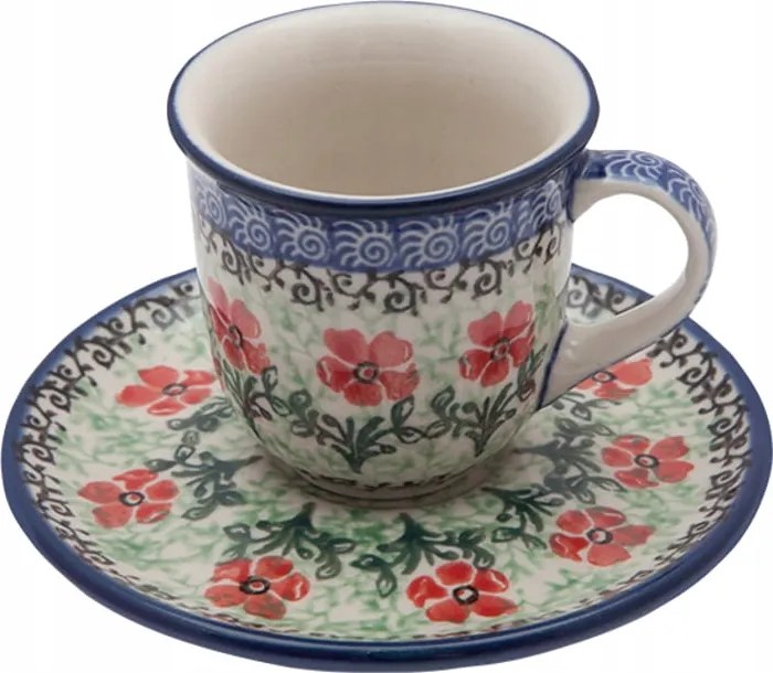 Eszpresszó csésze 60 ml csészealj Művészi kerámia Bolesławiec dek 1916