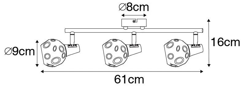Mennyezeti lámpa arany 56 cm füstüveggel 3-lámpás - Vidro