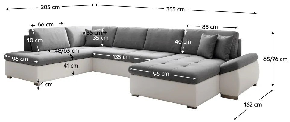 Széthúzható ülőgarnitúra  Matras (soro 93 + fehér öko-bőr) (B) . 1064011