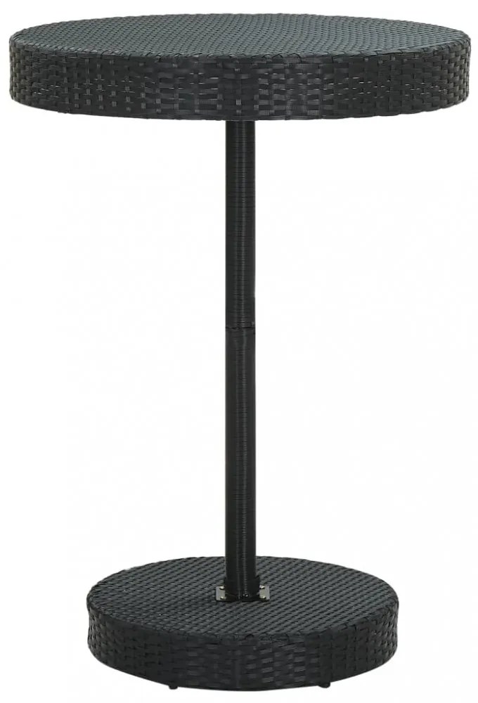 fekete polyrattan kerti asztal 75,5 x 106 cm