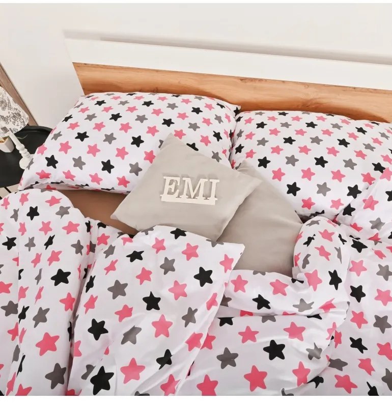 EMI Csillagok rózsaszínű gyermek pamut ágyneműhuzat, A standard egyszemélyes ágy szett tartalma: 1x 140x200 + 1x 70x90
