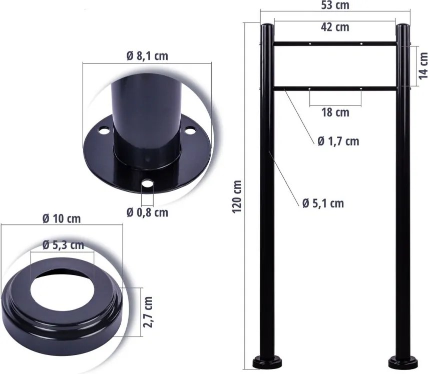 STILISTA Postaláda állvánnyal acél 33 x 17 cm