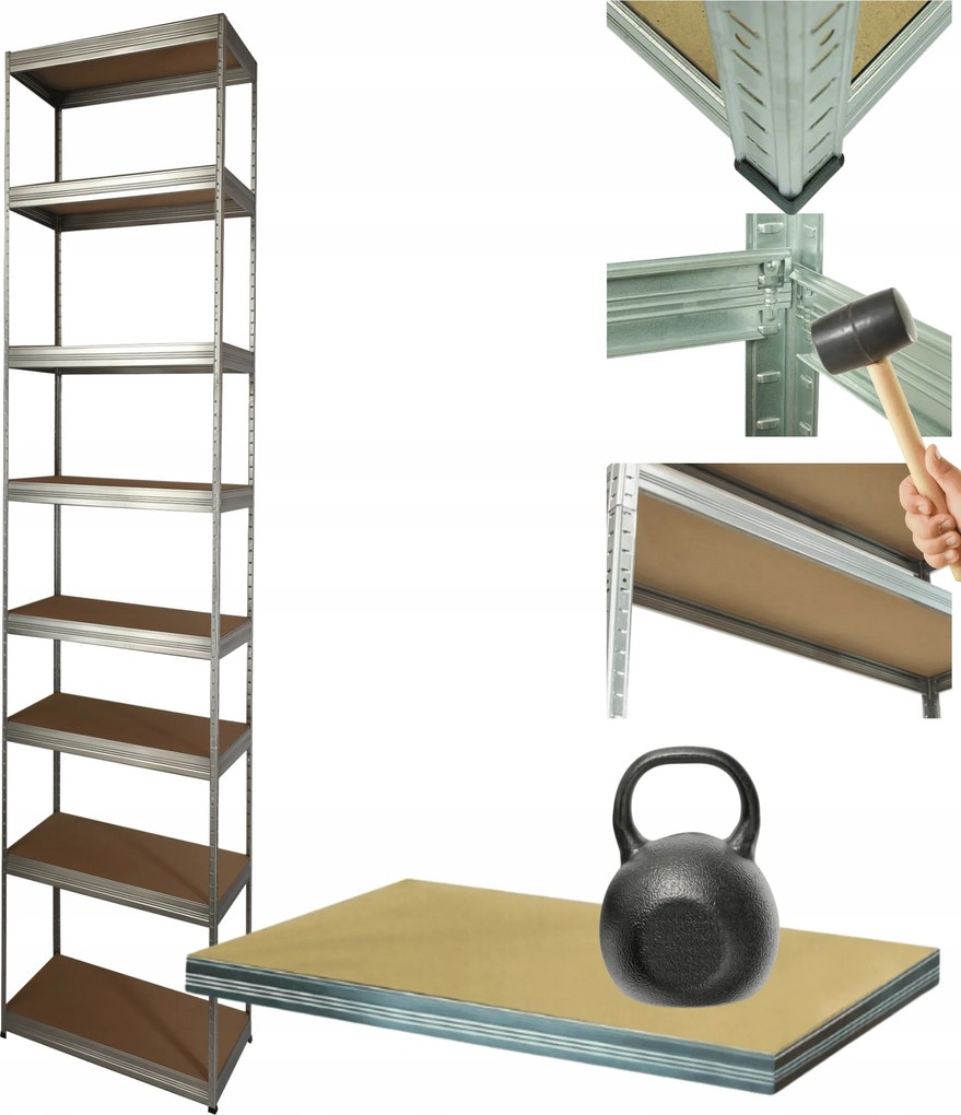 Horganyzott fém tároló állvány Helios 270x35x35cm 8Px175kg Magas