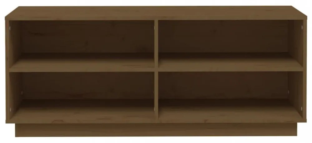 mézbarna tömör fenyőfa cipőszekrény 110 x 34 x 45 cm