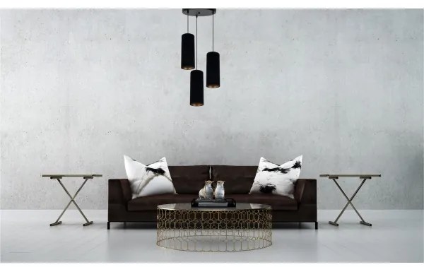 Csillár zsinóron AVALO 3xE27/60W/230V á. 35 cm fekete