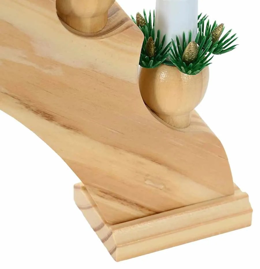 Karácsonyi gyertyatartó ív 10 LED gyertyával Barna