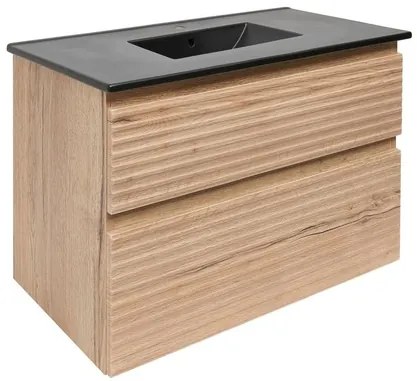 Naturel Savona Fürdőszobaszekrény mosdóval, 2 fiókos 78x53x44,8 cm matt Halifax tölgy SAVONA280DHC