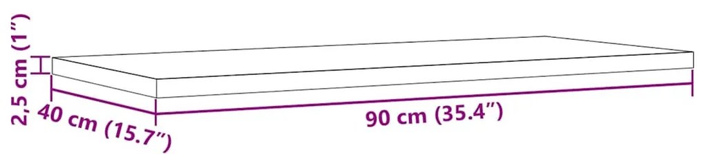 tömör fenyőfa téglalap alakú asztallap 90 x 40 x 2,5 cm