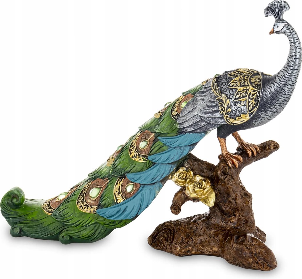 Páva figura színes kék dekoráció ajándék dekoráció