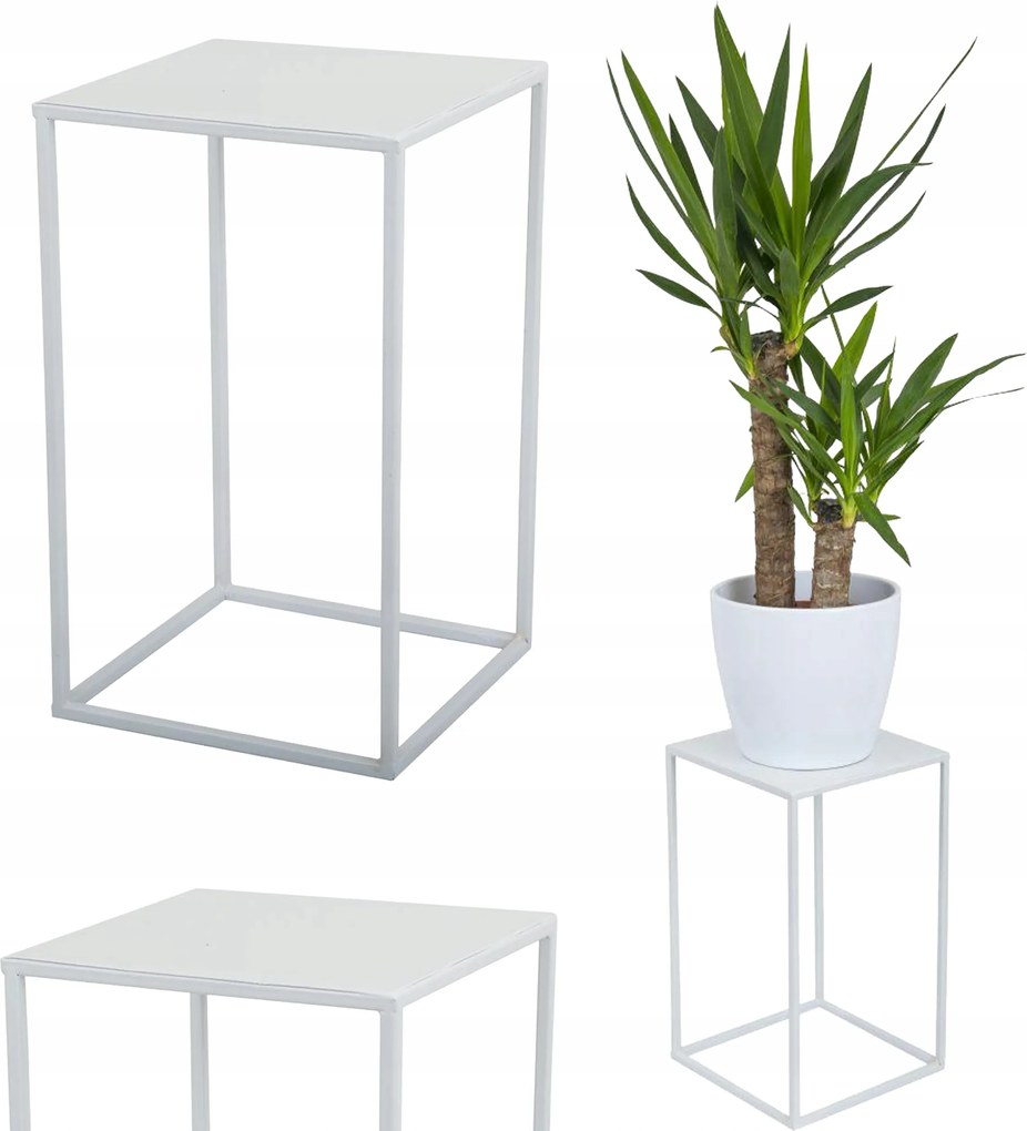 Fehér divatos álló virágágyás 40 cm fém loft