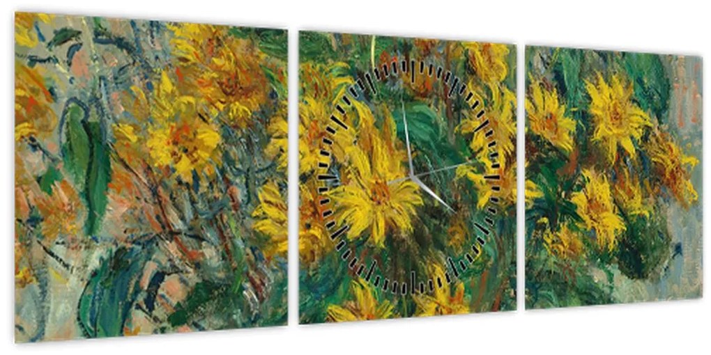 Kép - Claude Monet, Jerusalem Artichoke Flowers, reprodukciók (órával) (90x30 cm)