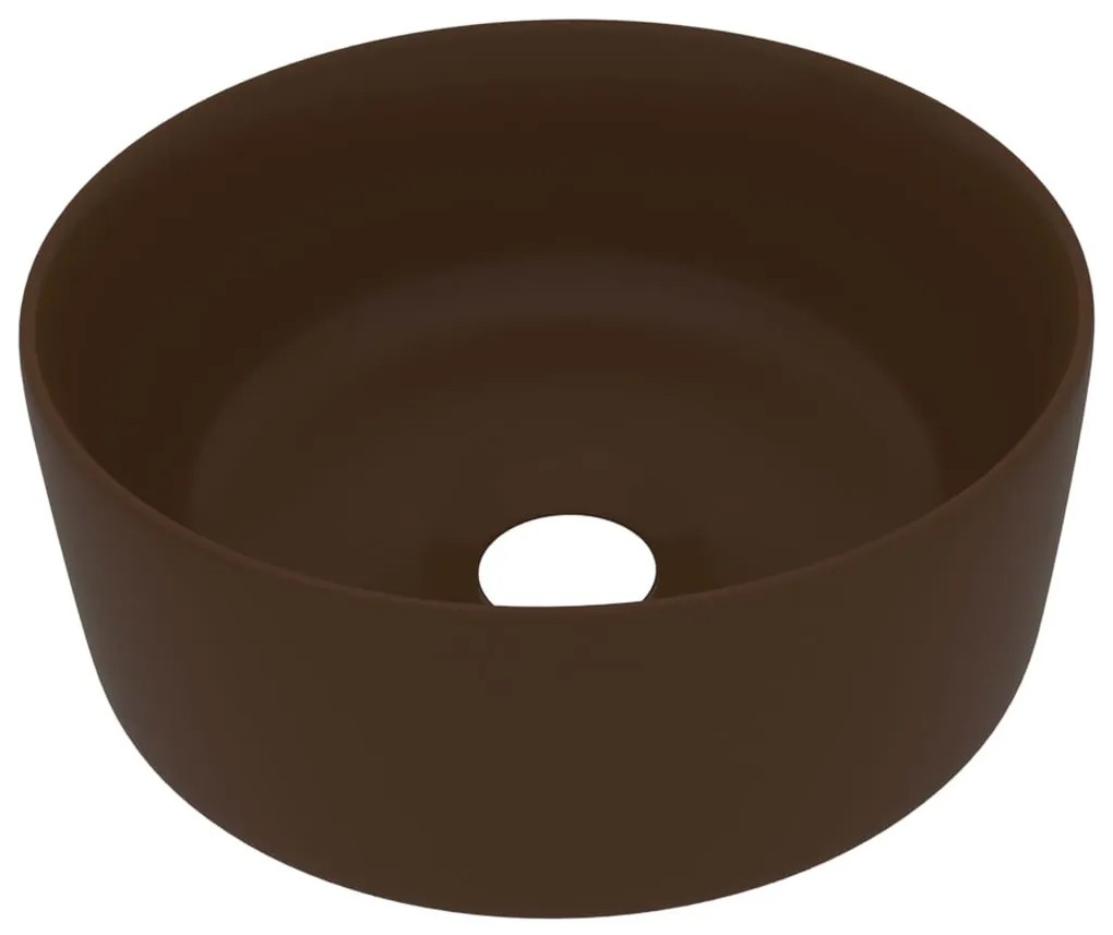Kerek matt sötétbarna kerámia luxus mosdókagyló 40 x 15 cm