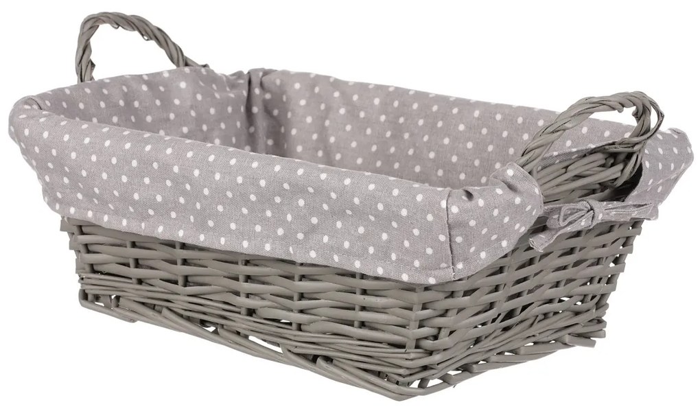 Fonott kosár szövettel szürke, 35 x 25 x 13 cm