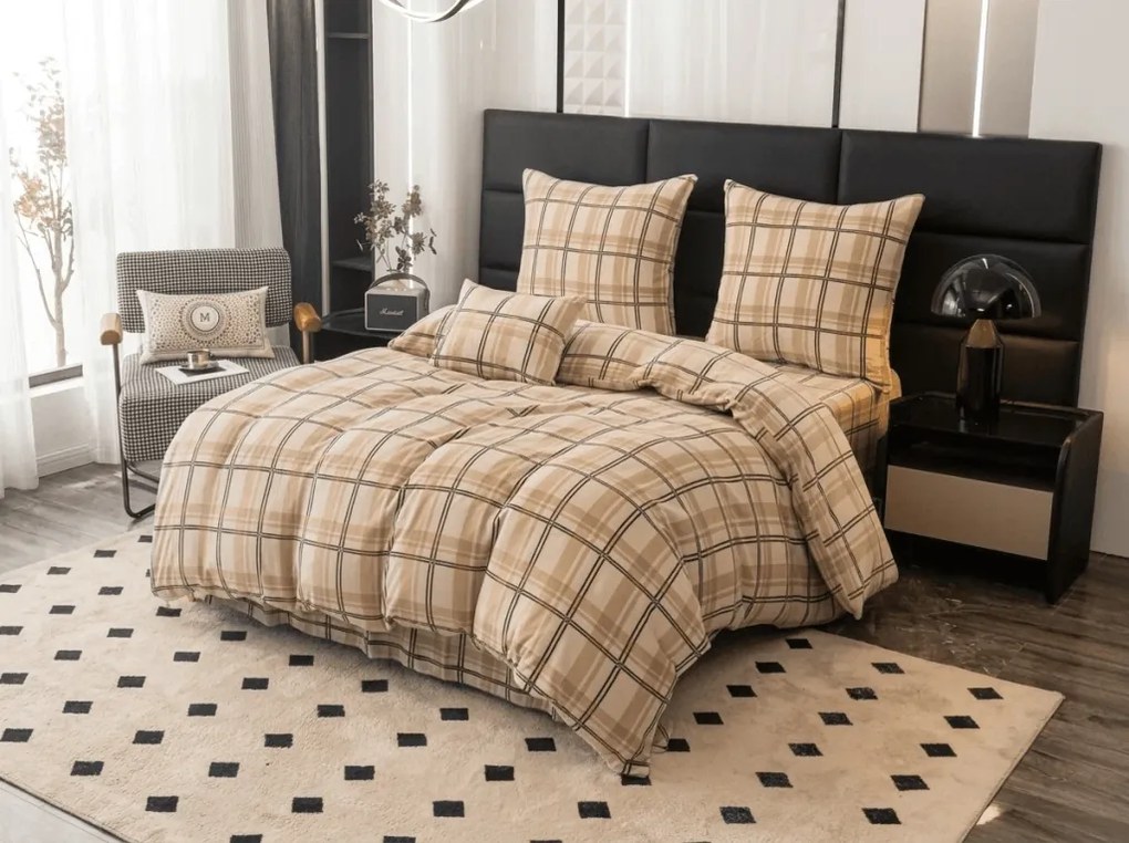 Mikroplüss ágyneműhuzat PLAID krémszínű Ágyneműhuzat mérete: 70 x 90 cm | 140 x 200 cm