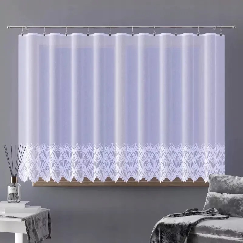 Gyönyörű finom fehér jacquard függöny Alisma nappaliba A149 250x130cm