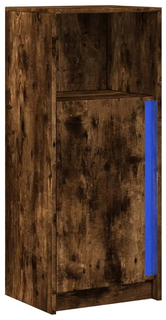 füstös tölgy szerelt fa tálalószekrény LED-del 42,5x34x100 cm