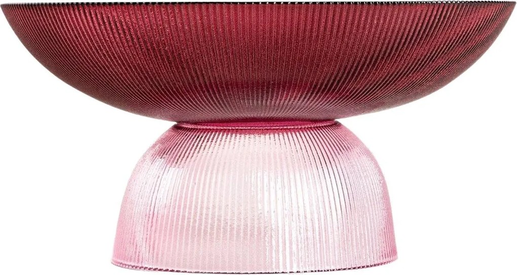 Üveg tálalótál Megalo bordó-rózsaszín 25 cm Homla