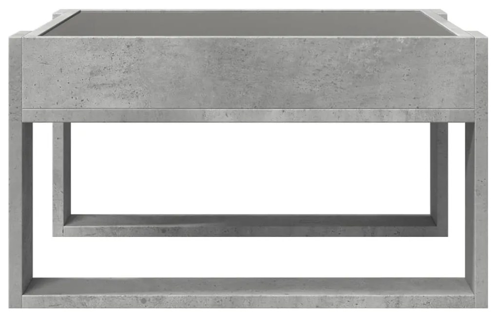 betonszürke végtelen hatású LED-es dohányzóasztal 50x53x30 cm