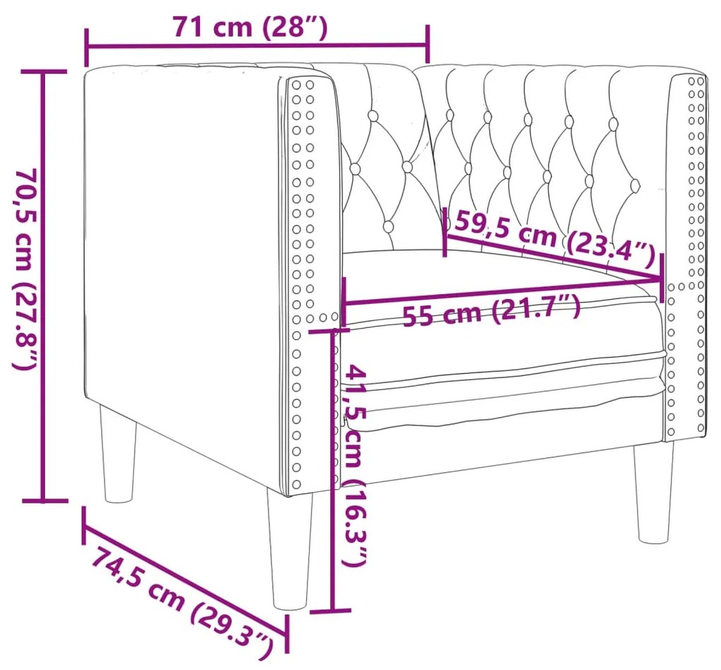 barna műbőr Chesterfield kanapéfotel