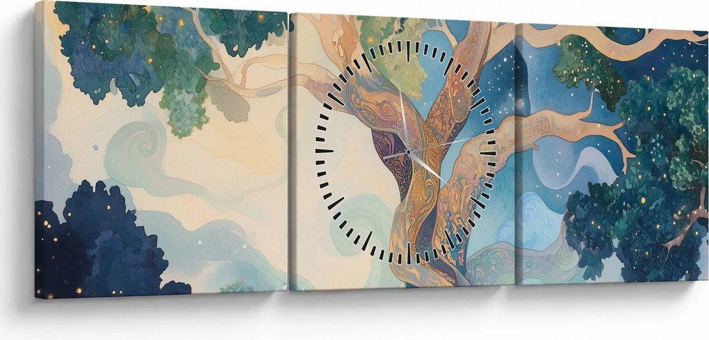 Kép – Kozmikus fa (órával) (90x30 cm)