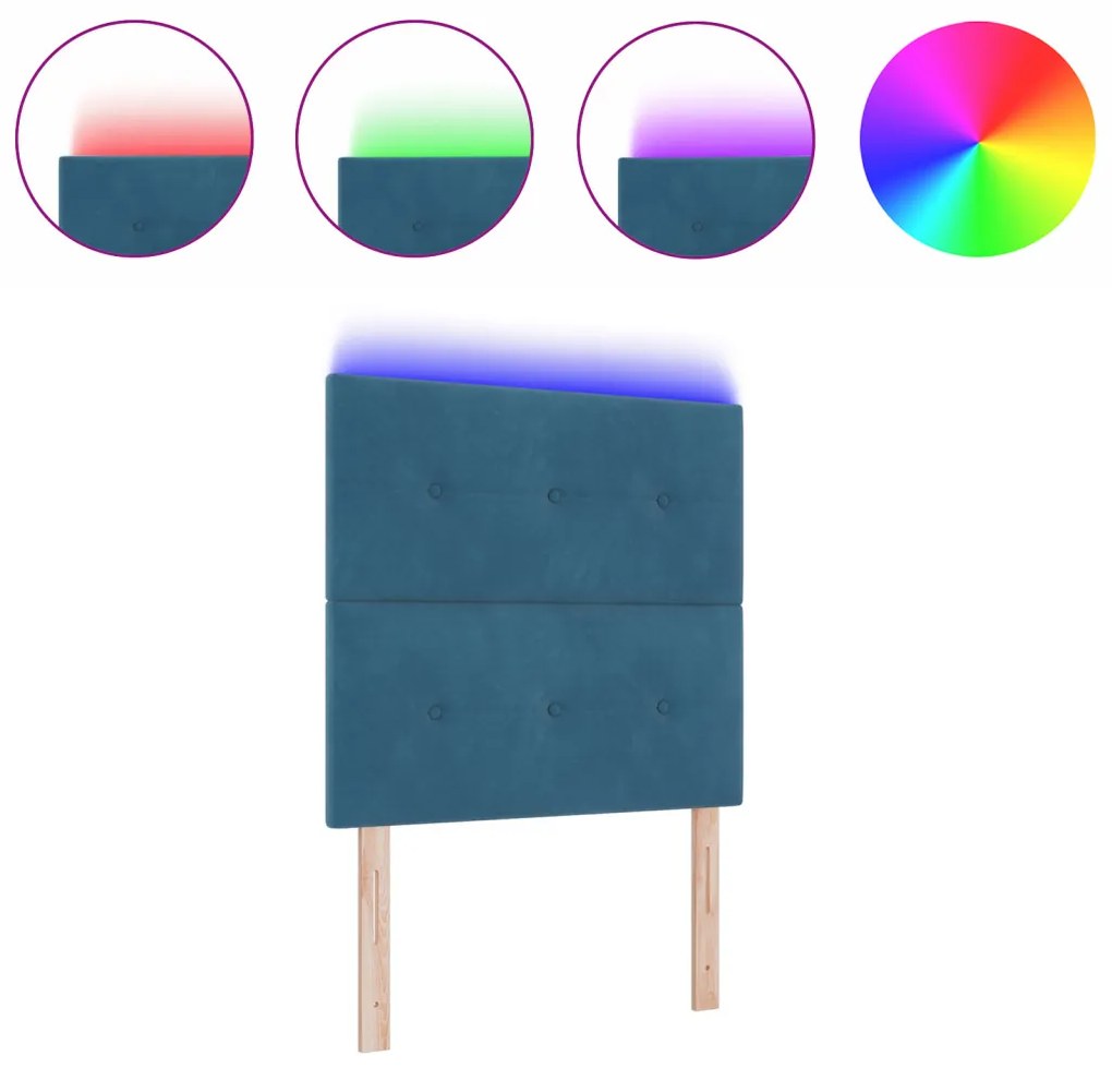 LED Fejtámla Sötét Kék 90 cm Bársony