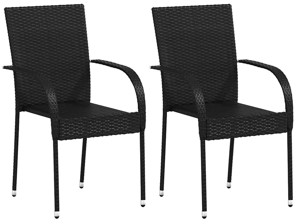 vidaXL 2 db fekete rakásolható polyrattan kültéri szék