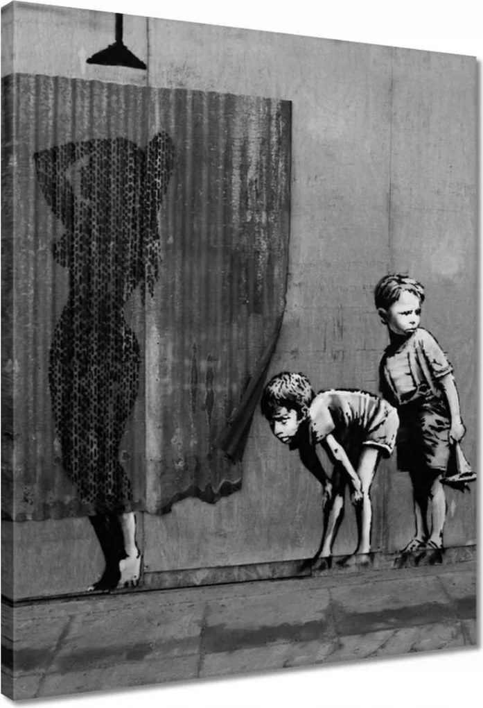Vászonkép 40x50 Banksy Csaj Zuhany