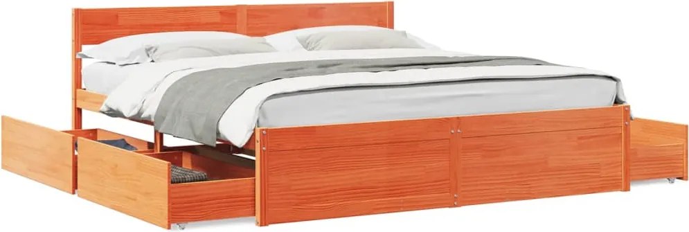 vidaXL viaszbarna tömör fenyőfa ágy matrac nélkül 180 x 200 cm